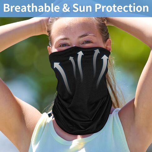 5 Pack Neck Gaiter Face Cover for UV Sun Protection, Breathable Cooling Face Mask for Men Women, Dustproof Neck Gator for Outdoor Sports, Reusable Bandana Scarf (15.75"x9.8", 5 Colors) in Kuwait