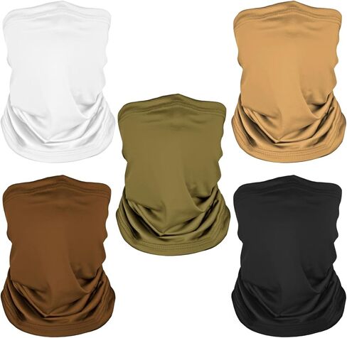 5 Pack Neck Gaiter Face Cover for UV Sun Protection, Breathable Cooling Face Mask for Men Women, Dustproof Neck Gator for Outdoor Sports, Reusable Bandana Scarf (15.75"x9.8", 5 Colors) in Kuwait