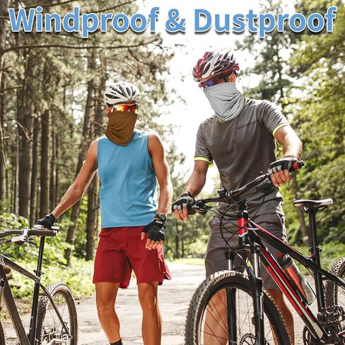 5 Pack Neck Gaiter Face Cover for UV Sun Protection, Breathable Cooling Face Mask for Men Women, Dustproof Neck Gator for Outdoor Sports, Reusable Bandana Scarf (15.75"x9.8", 5 Colors) in Kuwait