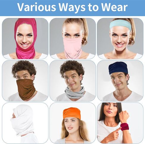 5 Pack Neck Gaiter Face Cover for UV Sun Protection, Breathable Cooling Face Mask for Men Women, Dustproof Neck Gator for Outdoor Sports, Reusable Bandana Scarf (15.75"x9.8", 5 Colors) in Kuwait