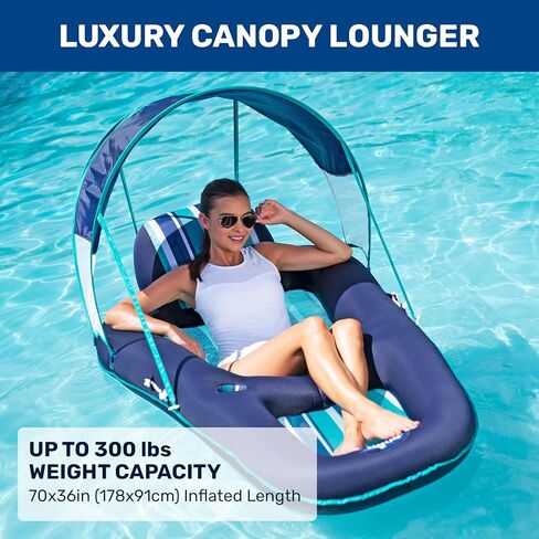 Aqua Luxury Water Lounge, X-Large, Inflatable Pool Float with Headrest, Backrest & Footrest, Palm Beach Flamingo in Kuwait