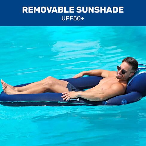 Aqua Luxury Water Lounge, X-Large, Inflatable Pool Float with Headrest, Backrest & Footrest, Palm Beach Flamingo in Kuwait
