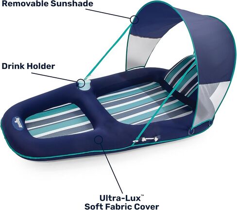 Aqua Luxury Water Lounge, X-Large, Inflatable Pool Float with Headrest, Backrest & Footrest, Palm Beach Flamingo in Kuwait