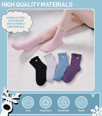 Fuzzy Socks for Women Fluffy Slipper Socks Winter Warm Soft Cozy Plush Fleece Home Sleep Gift Socks in Saudi Arabia