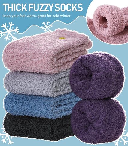 Fuzzy Socks for Women Fluffy Slipper Socks Winter Warm Soft Cozy Plush Fleece Home Sleep Gift Socks in Saudi Arabia