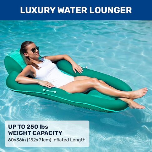 Aqua Luxury Water Lounge, X-Large, Inflatable Pool Float with Headrest, Backrest & Footrest, Palm Beach Flamingo in Kuwait