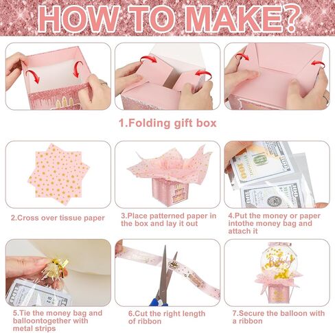 Pull Money Balloon Box Birthday Balloon Money Surprise Box Funny Pull Money Balloon Box Surprise Kit for Birthday Party Cash Gift Pull Supplies in Kuwait