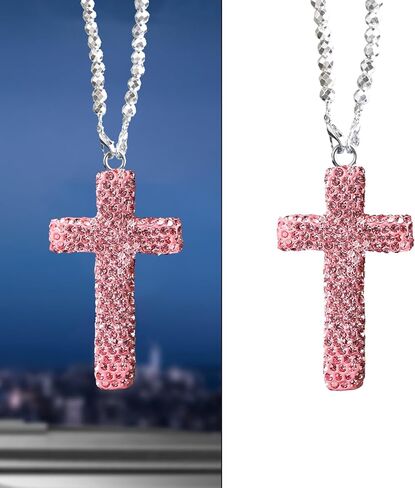 Car rearview mirror accessories for men & women,car charm accessories cross for car mirror hanging，Sparkling rhinestone cross for friends & family in Saudi Arabia