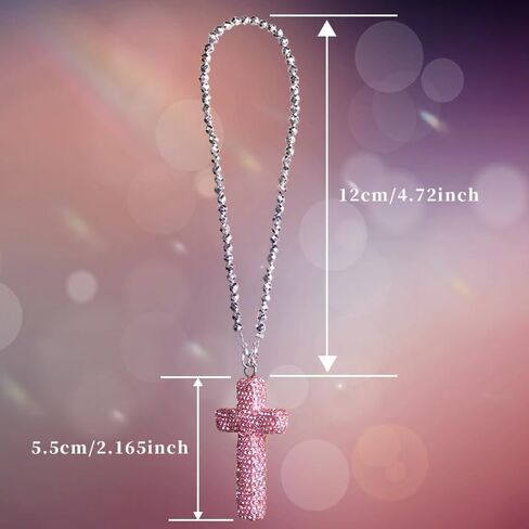 Car rearview mirror accessories for men & women,car charm accessories cross for car mirror hanging，Sparkling rhinestone cross for friends & family in Saudi Arabia