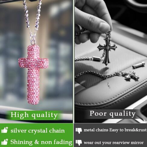Car rearview mirror accessories for men & women,car charm accessories cross for car mirror hanging，Sparkling rhinestone cross for friends & family in Saudi Arabia