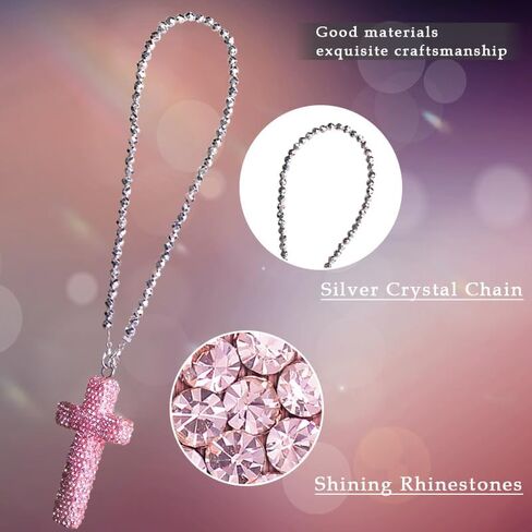 Car rearview mirror accessories for men & women,car charm accessories cross for car mirror hanging，Sparkling rhinestone cross for friends & family in Saudi Arabia