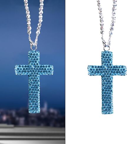 Car rearview mirror accessories for men & women,car charm accessories cross for car mirror hanging，Sparkling rhinestone cross for friends & family in Saudi Arabia