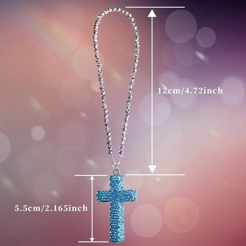 Car rearview mirror accessories for men & women,car charm accessories cross for car mirror hanging，Sparkling rhinestone cross for friends & family in Saudi Arabia