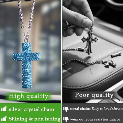 Car rearview mirror accessories for men & women,car charm accessories cross for car mirror hanging，Sparkling rhinestone cross for friends & family in Saudi Arabia