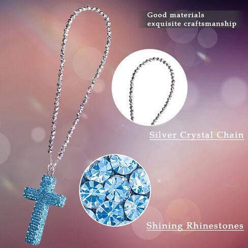 Car rearview mirror accessories for men & women,car charm accessories cross for car mirror hanging，Sparkling rhinestone cross for friends & family in Saudi Arabia