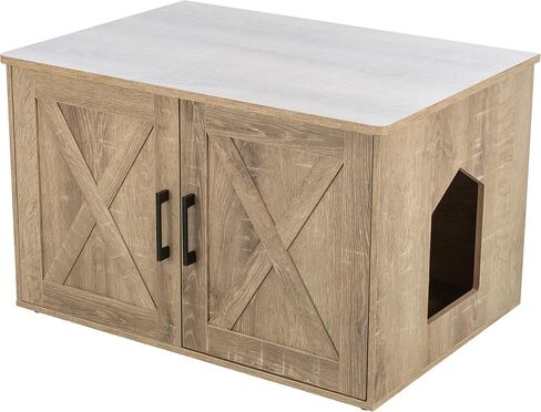 TRIXIE XL Furniture Litter Box Enclosure (Espresso Brown), Hidden Litter Box for Cats with Openings on Either Ends & Large Ventilations Slots, Double Doors for Easy Cleaning, Removable Divider in Kuwait