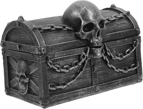 Heallily Pirate Skull Temsake Box Box Gothic Resin المجوهرات منظمًا لتخزين سطح المكتب ديكور الهالوين للأولاد غرفة نوم ومكتب صغير in Saudi Arabia