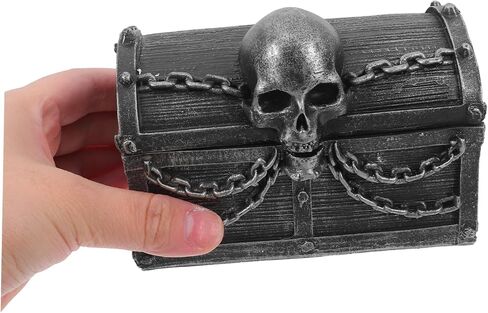 Heallily Pirate Skull Temsake Box Box Gothic Resin المجوهرات منظمًا لتخزين سطح المكتب ديكور الهالوين للأولاد غرفة نوم ومكتب صغير in Saudi Arabia