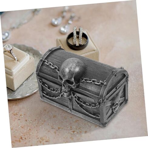 Heallily Pirate Skull Temsake Box Box Gothic Resin المجوهرات منظمًا لتخزين سطح المكتب ديكور الهالوين للأولاد غرفة نوم ومكتب صغير in Saudi Arabia
