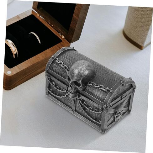 Heallily Pirate Skull Temsake Box Box Gothic Resin المجوهرات منظمًا لتخزين سطح المكتب ديكور الهالوين للأولاد غرفة نوم ومكتب صغير in Saudi Arabia