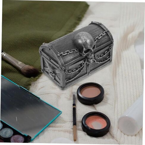 Heallily Pirate Skull Temsake Box Box Gothic Resin المجوهرات منظمًا لتخزين سطح المكتب ديكور الهالوين للأولاد غرفة نوم ومكتب صغير in Saudi Arabia
