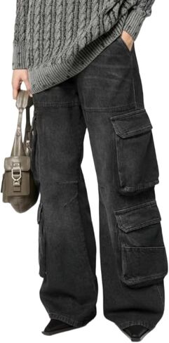 SperLucky Women's Jeans High Waisted Straight Leg Stretchy Jeans Loose Wide Leg Denim Pants in Saudi Arabia