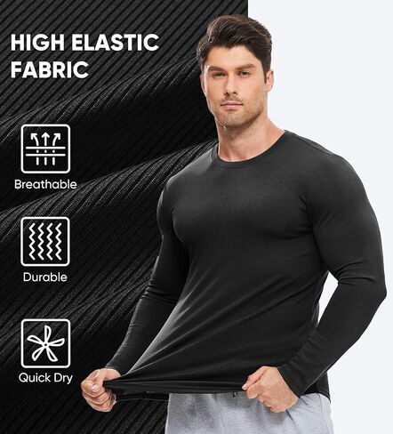 jmierr mens العضلات الطويلة الأكمام t ercts crewneck الطاقم الطويل longline مضلع قمصان لتجريب الصالة الرياضية in Saudi Arabia