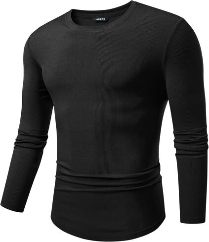 jmierr mens العضلات الطويلة الأكمام t ercts crewneck الطاقم الطويل longline مضلع قمصان لتجريب الصالة الرياضية in Saudi Arabia