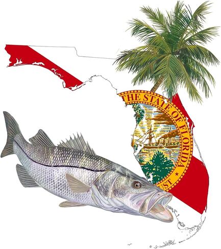 قميص Skiff Life Snook Florida - قميص صيد طويل الأكمام مع غلاف علم ولاية فلوريدا in Saudi Arabia