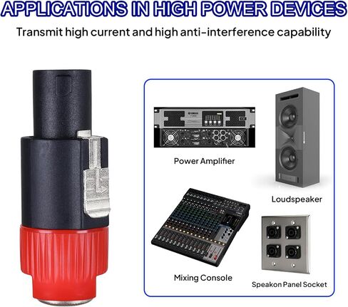 Speakon to 1/4 Adapter Connector, SpeakON Male Plug to 1/4 inch Female Connectors with Twist Lock, 6.35mm TS Jack to Speak-on Adapters for Speaker, Amp, DJ, PA (1pcs Blue and 1pcs Red) in Kuwait