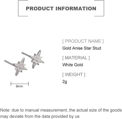 14K Gold Anise Star Earrings for Women,Dainty Moissanite Star Stud Earrings,Fine Jewelry Gift for Her in Kuwait