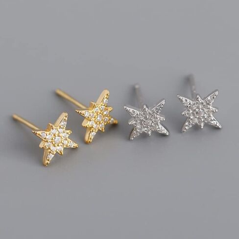 14K Gold Anise Star Earrings for Women,Dainty Moissanite Star Stud Earrings,Fine Jewelry Gift for Her in Kuwait