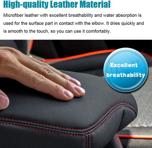 LEXLEY Armrest Box Cover Center Console Pad Waterproof Anti-Scratch Leather Protector Covers For KIA K5 2021 2022 2023 2024 2025-Black+Red in Kuwait