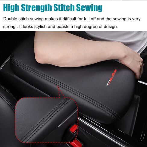 LEXLEY Armrest Box Cover Center Console Pad Waterproof Anti-Scratch Leather Protector Covers For KIA K5 2021 2022 2023 2024 2025-Black+Red in Kuwait