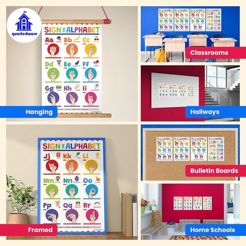 Quarterhouse How to Say in Different Languages Poster Set, Foreign Language Classroom Learning Materials for K-12 Students and Teachers, Set of 10, 12x18, Extra Durable in Kuwait