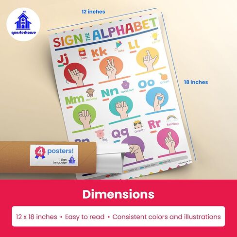 Quarterhouse How to Say in Different Languages Poster Set, Foreign Language Classroom Learning Materials for K-12 Students and Teachers, Set of 10, 12x18, Extra Durable in Kuwait