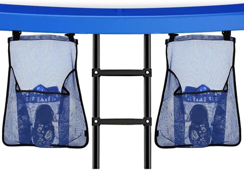 2 Pieces Trampoline Shoes Bag, Trampoline Storage Mesh Bag with 2 Hook and Loop Strap, Trampoline Shoe Holder, Indoor Fitness Shoes Organizer, Trampoline Equipment Bag Trampoline Accessories in Saudi Arabia