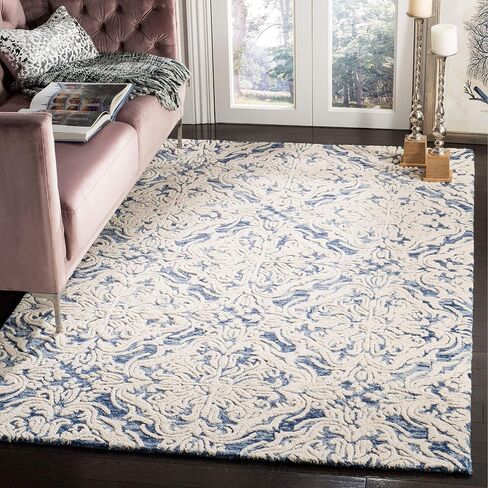SAFAVIEH Blossom Collection 2' 3" x 12' Blue/Ivory BLM103M Handmade Premium Wool Entryway Foyer Living Room Kitchen Runner Rug in Saudi Arabia