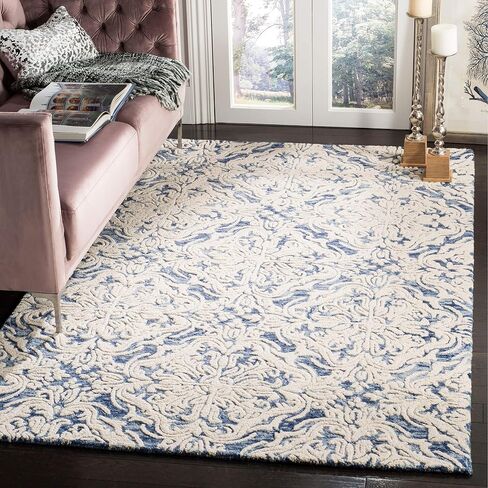SAFAVIEH Blossom Collection 2' 3" x 12' Blue/Ivory BLM103M Handmade Premium Wool Entryway Foyer Living Room Kitchen Runner Rug in Saudi Arabia