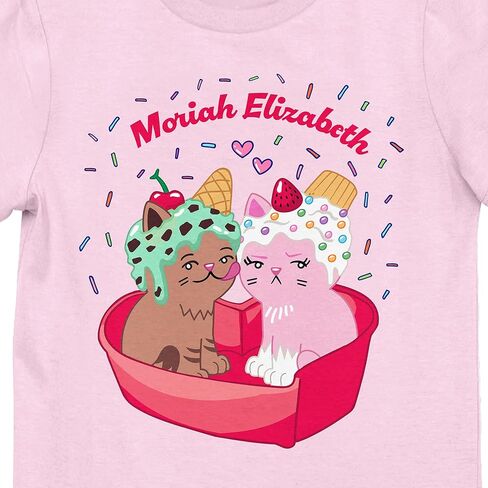 Moriah Elizabeth Two Cats Girl's Pink Crew Neck Short Sleeve Tee in Saudi Arabia