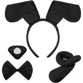 SATINIOR Puppy Dog Costume Set Puppy Ears Headband Puppy Bowtie Puppy Fake Nose Tail Animal Dog Costume Accessories for Carnival World Book Day Animal Cosplay Party(Red) in Kuwait