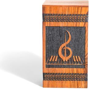 AA GLOBEL Wood and Crafts Elegant Fragile Vintage Music Designed URN for Human Ashes Funeral Memorial Urns for Ashes-Real Wood Cremation Urn for Human Ashes, Adult Women/Men in Kuwait