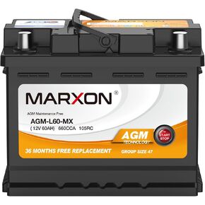 Marxon Group 140R Car Battery 12v 50AH 570CCA H4 AGM Batteries Maintenance Free Automotive Start Stop Replacement LN1 Battery for Audi BMW Volkswagen Toyota Chevrolet in Saudi Arabia