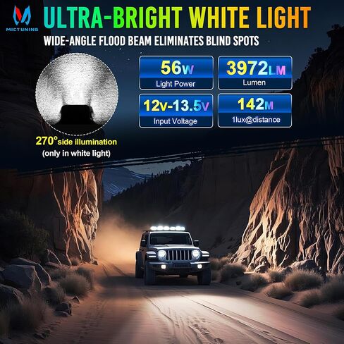 Mictuning K6 4 بوصة ، قرون فاتحة ، 160W 14328LM ألوان مزدوجة أضواء الطرق الوعرة مع إشارة دوران DRL بيضاء ، 270 ° SHOARER IP68 ماء مقاوم للماء الخندق الخندق مع غطاء مصباح أسود ، أزواج ، أزواج in Kuwait