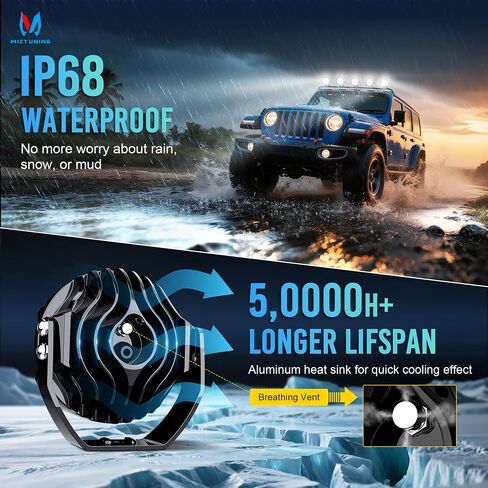 Mictuning K6 4 بوصة ، قرون فاتحة ، 160W 14328LM ألوان مزدوجة أضواء الطرق الوعرة مع إشارة دوران DRL بيضاء ، 270 ° SHOARER IP68 ماء مقاوم للماء الخندق الخندق مع غطاء مصباح أسود ، أزواج ، أزواج in Kuwait