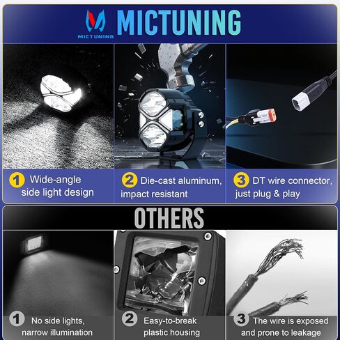 Mictuning K6 4 بوصة ، قرون فاتحة ، 160W 14328LM ألوان مزدوجة أضواء الطرق الوعرة مع إشارة دوران DRL بيضاء ، 270 ° SHOARER IP68 ماء مقاوم للماء الخندق الخندق مع غطاء مصباح أسود ، أزواج ، أزواج in Kuwait