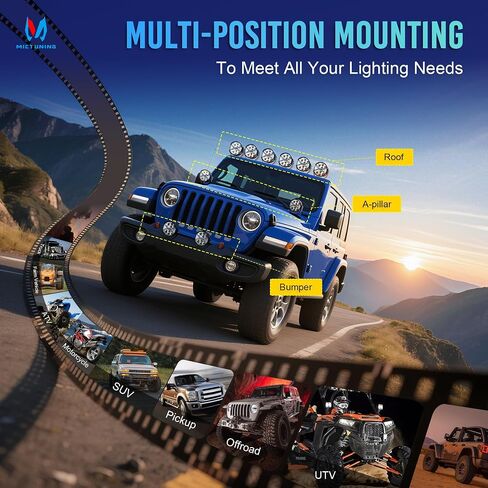 Mictuning K6 4 بوصة ، قرون فاتحة ، 160W 14328LM ألوان مزدوجة أضواء الطرق الوعرة مع إشارة دوران DRL بيضاء ، 270 ° SHOARER IP68 ماء مقاوم للماء الخندق الخندق مع غطاء مصباح أسود ، أزواج ، أزواج in Kuwait