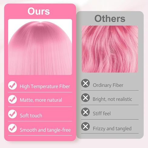 MEEZY 1Pcs Purple Short Bob Wigs Straight Hair with Flat Bangs Heart Sunglasses for Women, Colorful Funny Cosplay Party Neon Wig Synthetic Natural As Real Carnival Halloween Costume in Kuwait