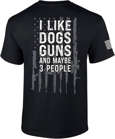 Patriot Pride Men's Funny Shirts for Men - I Like Dogs, Guns, and Maybe 3 People Distressed Gun Flag Short Sleeve T-Shirt in Saudi Arabia