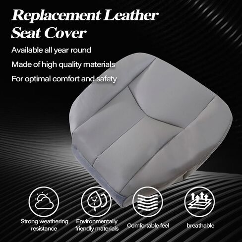 Secosautoparts Driver & Passenger Side Seat Cover Leather Leather Cover رمادي فاتح #922 متوافق مع Chevy GMC Tahoe Suburban Avalanche Yukon Silverado Sierra 2003 2004 2005 in Kuwait